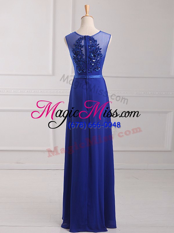 wholesale pretty royal blue sleeveless chiffon zipper for prom and party