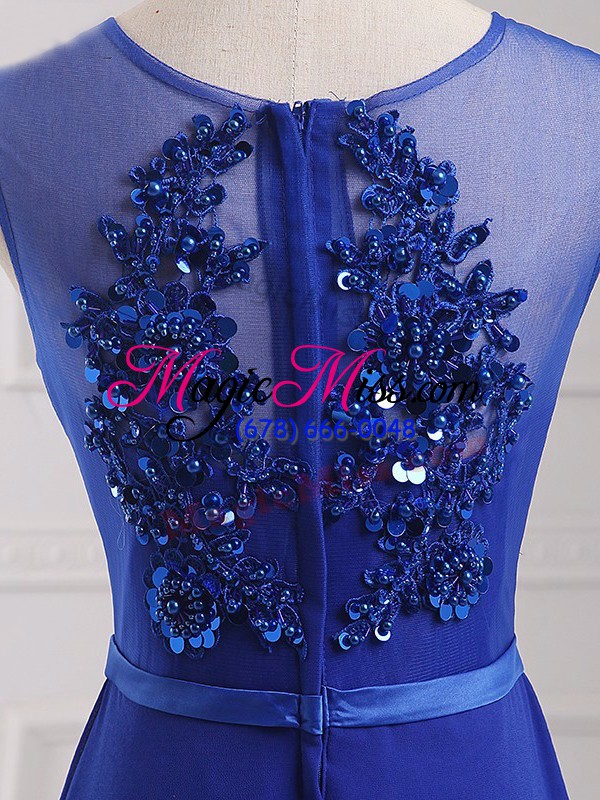 wholesale pretty royal blue sleeveless chiffon zipper for prom and party