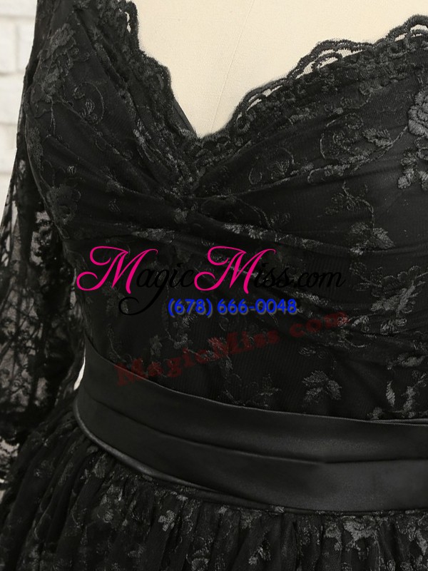 wholesale lace homecoming dress black zipper half sleeves high low