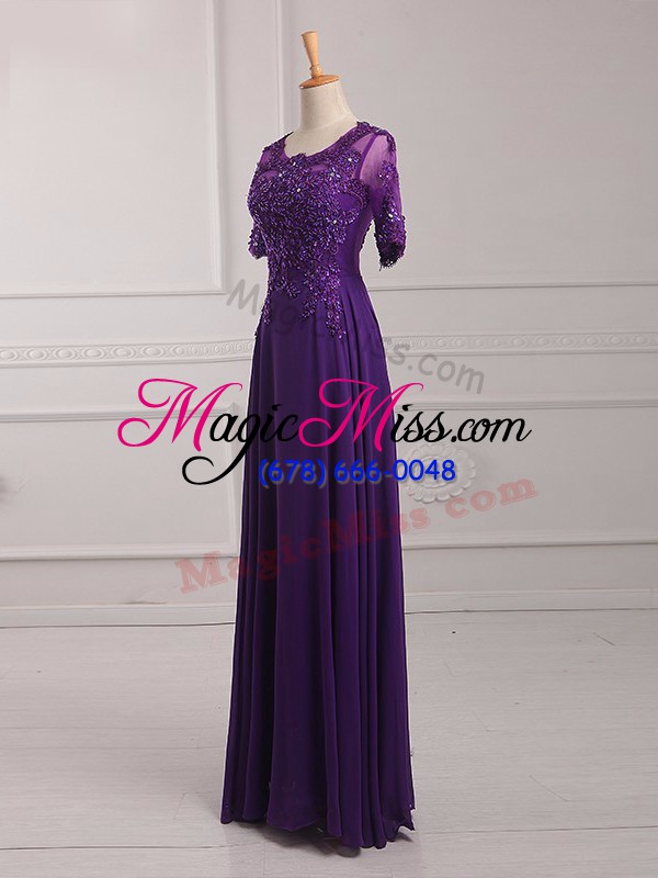 wholesale designer half sleeves lace and appliques zipper mother of the bride dress