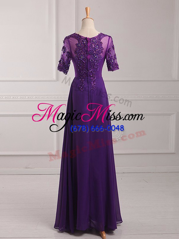 wholesale designer half sleeves lace and appliques zipper mother of the bride dress