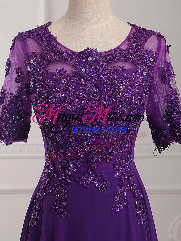 wholesale designer half sleeves lace and appliques zipper mother of the bride dress