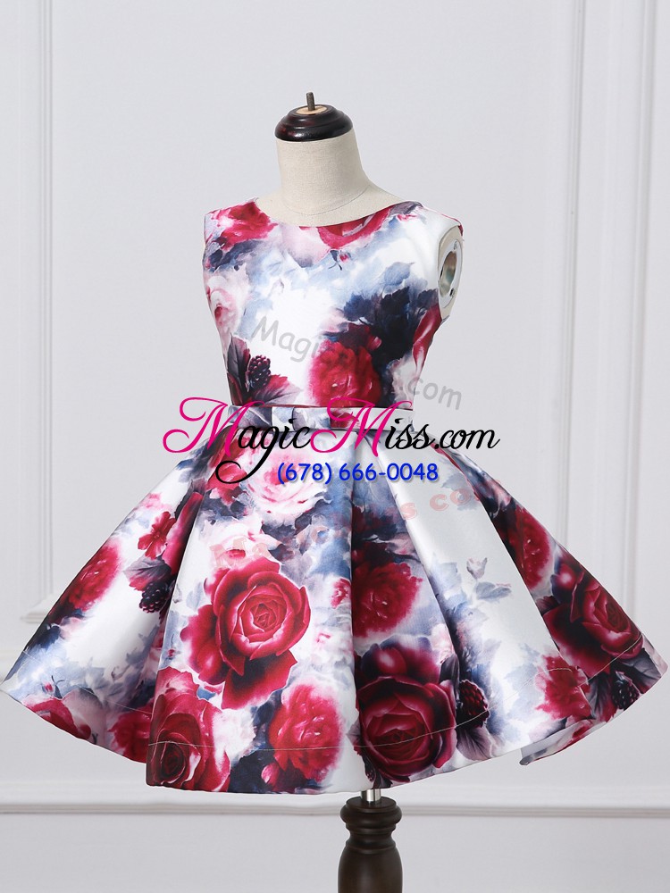 wholesale simple multi-color a-line belt homecoming dress lace up printed sleeveless mini length