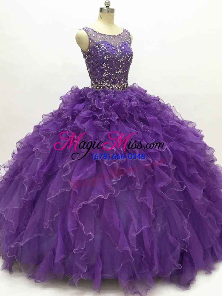 wholesale fantastic sleeveless beading and ruffles lace up quinceanera gown