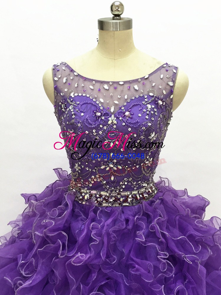 wholesale fantastic sleeveless beading and ruffles lace up quinceanera gown