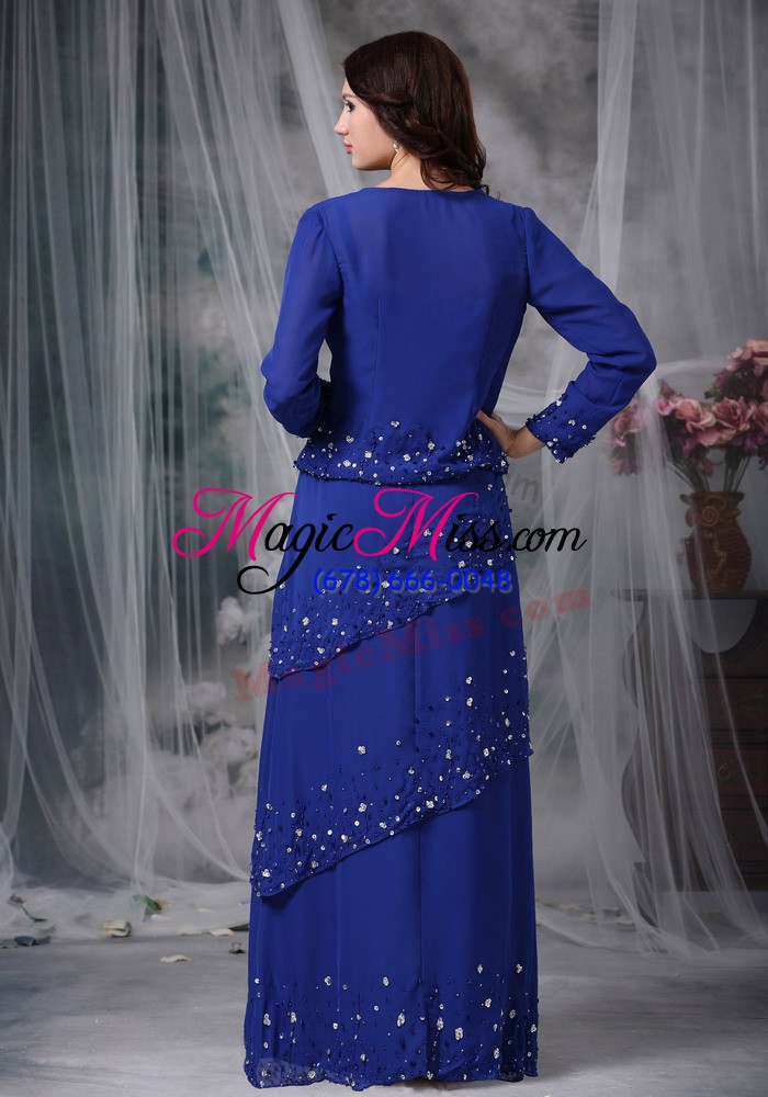 wholesale popular chiffon sleeveless floor length mother of the bride dress and beading