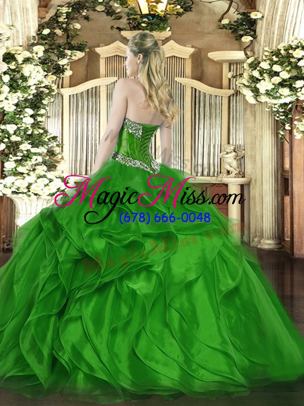 wholesale sweetheart sleeveless organza vestidos de quinceanera beading and ruffles lace up