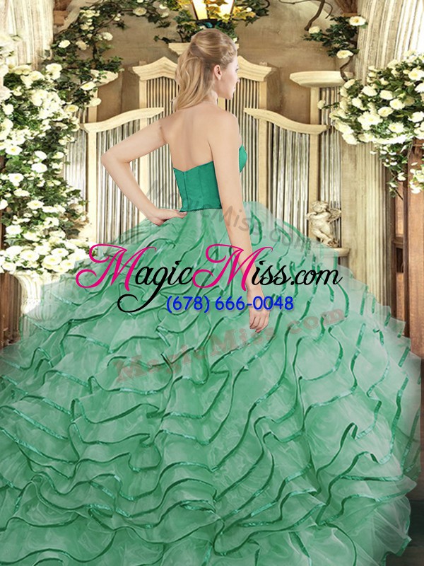 wholesale strapless zipper ruffles sweet 16 quinceanera dress brush train sleeveless