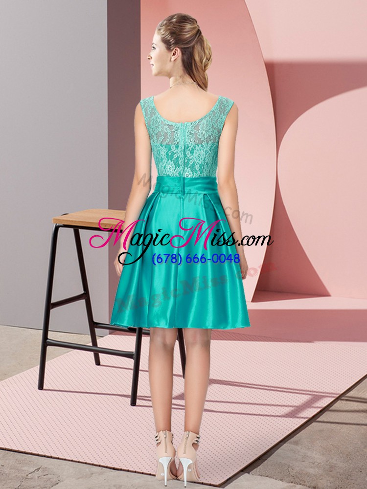 wholesale luxurious sleeveless zipper mini length lace and hand made flower prom party dress