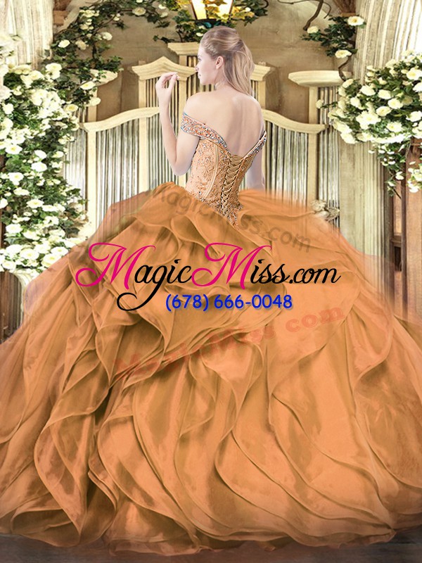 wholesale custom made organza sleeveless floor length 15 quinceanera dress and beading and ruffles