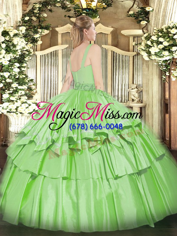 wholesale green sleeveless floor length beading and ruffled layers zipper quinceanera dresses