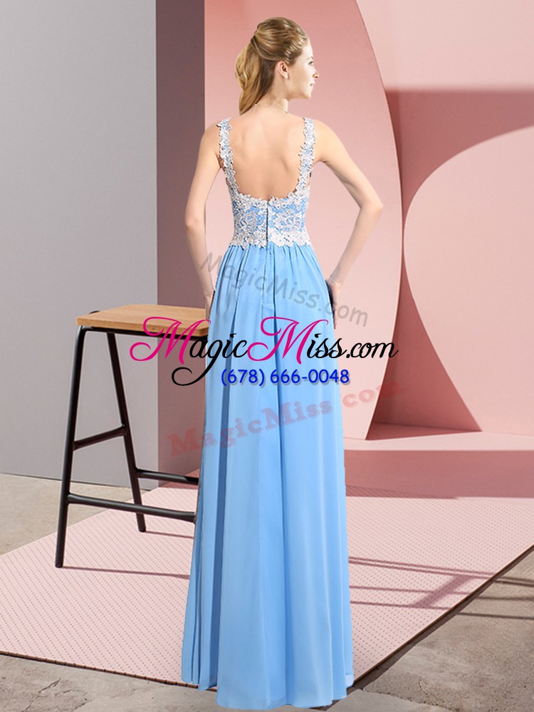 wholesale extravagant empire homecoming dress apple green v-neck chiffon sleeveless floor length zipper