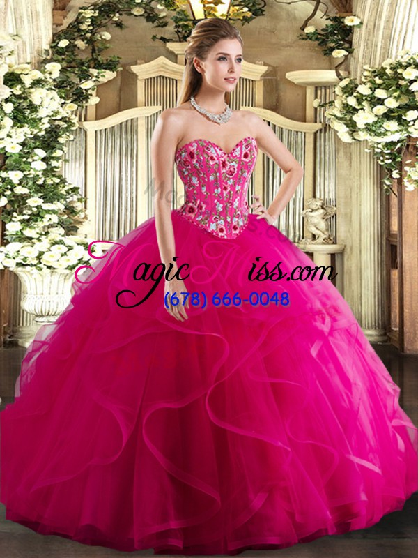 wholesale classical sleeveless lace up floor length embroidery and ruffles sweet 16 dresses