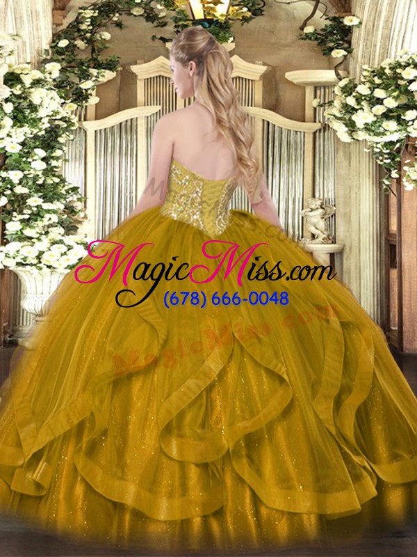 wholesale trendy organza sleeveless floor length 15th birthday dress and beading and ruffles