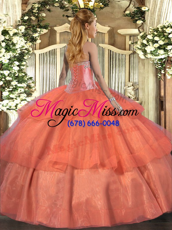 wholesale graceful sleeveless beading and ruffled layers lace up quinceanera gown