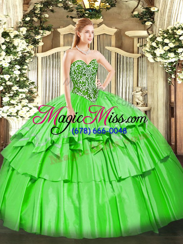 wholesale ball gowns organza and taffeta sweetheart sleeveless beading and ruffled layers floor length lace up sweet 16 quinceanera dress