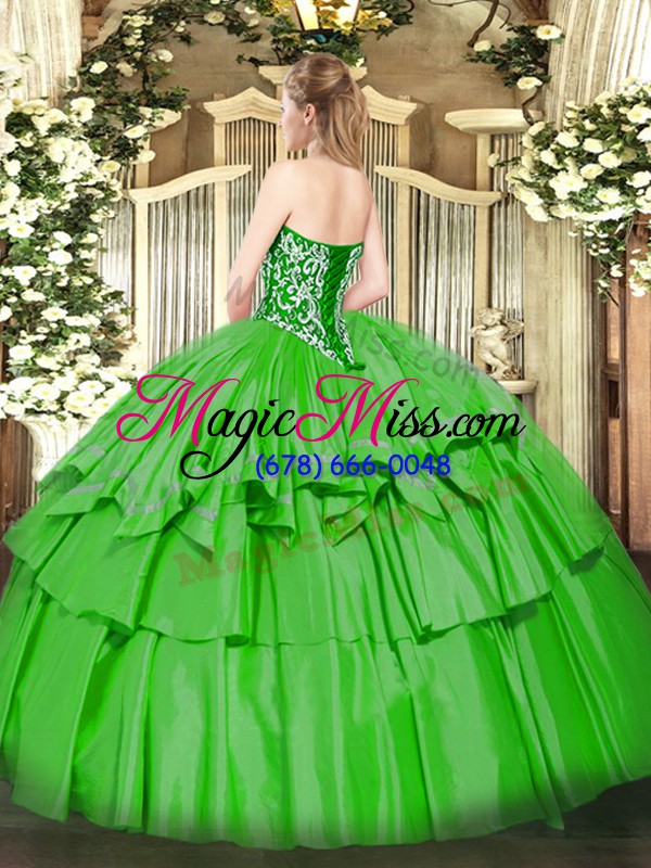 wholesale ball gowns organza and taffeta sweetheart sleeveless beading and ruffled layers floor length lace up sweet 16 quinceanera dress