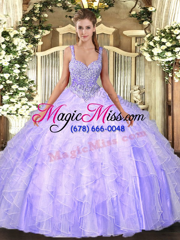 wholesale wonderful lavender sleeveless beading and ruffles floor length sweet 16 dress