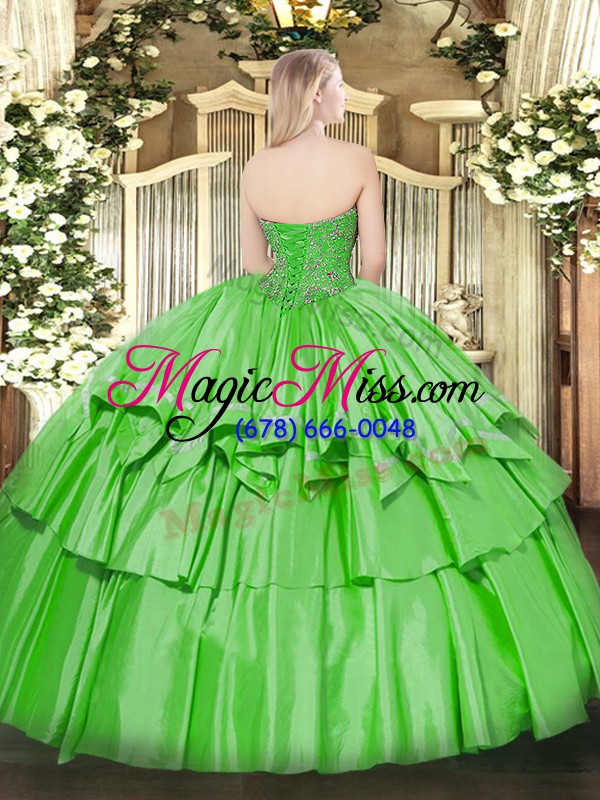 wholesale luxury sleeveless lace up floor length beading and ruffled layers quinceanera dress