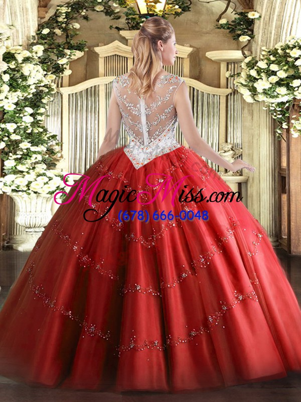 wholesale luxurious tulle zipper scoop sleeveless floor length sweet 16 dresses beading and appliques