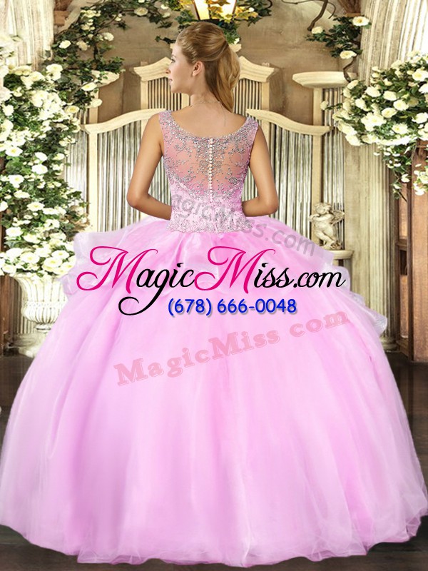 wholesale colorful ball gowns quinceanera gowns lavender scoop organza and tulle sleeveless floor length clasp handle