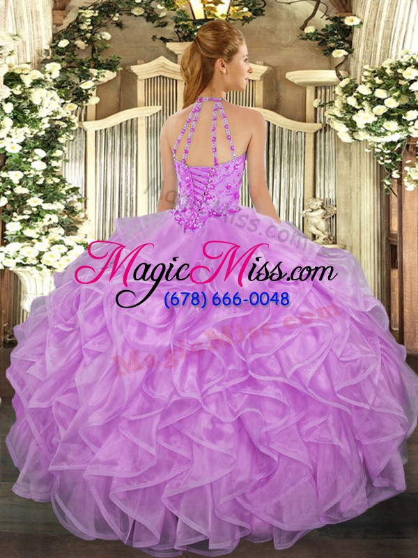 wholesale asymmetrical lavender 15 quinceanera dress halter top sleeveless lace up