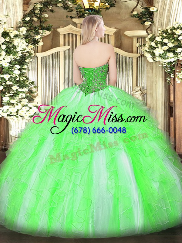 wholesale ball gowns tulle sweetheart sleeveless beading and ruffles floor length lace up sweet 16 quinceanera dress