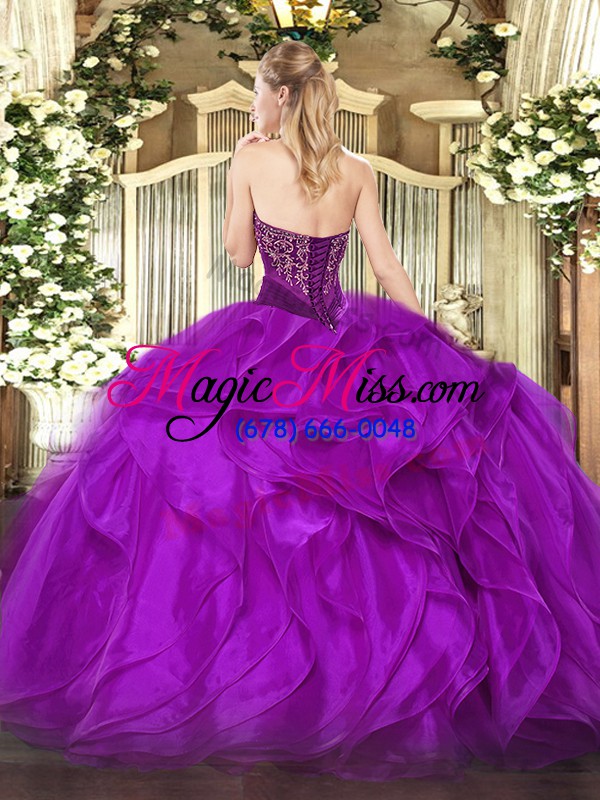 wholesale sleeveless beading and ruffles lace up quinceanera dresses