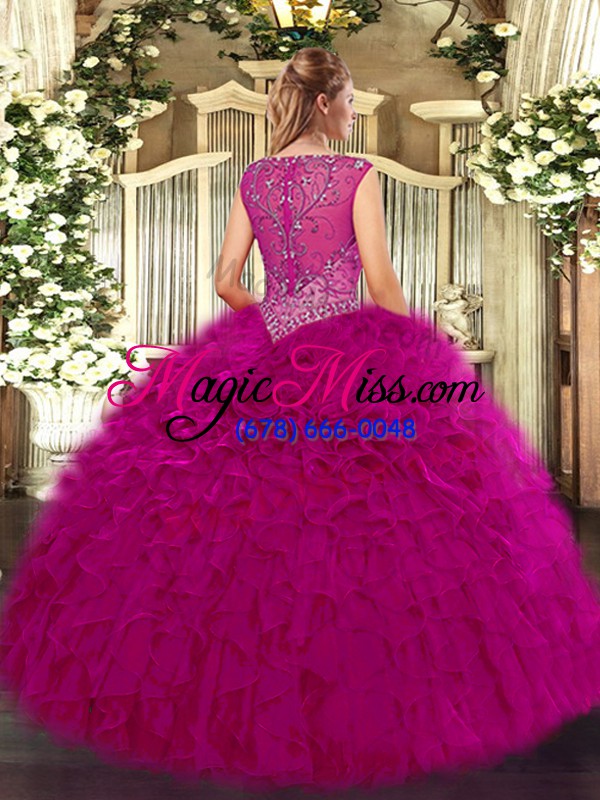 wholesale sleeveless zipper floor length beading and ruffles quinceanera dress