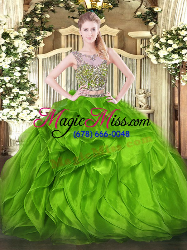 wholesale sweet sleeveless beading and ruffles lace up vestidos de quinceanera