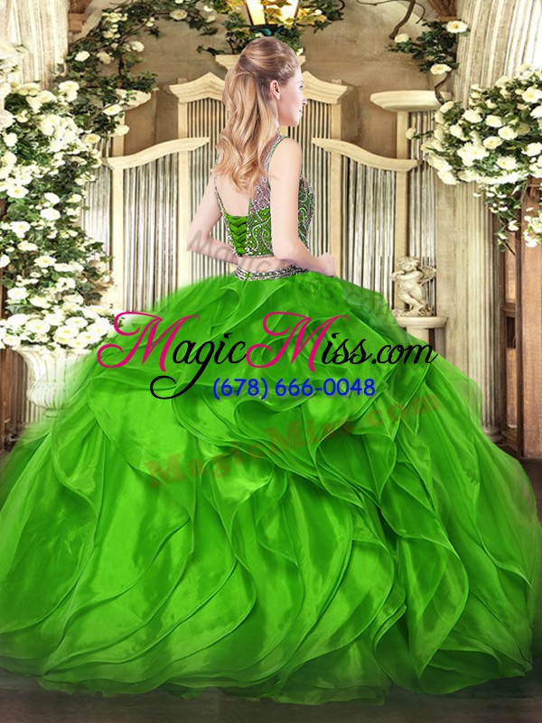 wholesale sweet sleeveless beading and ruffles lace up vestidos de quinceanera