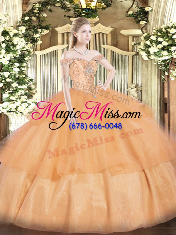 wholesale decent sleeveless beading and ruffled layers lace up quinceanera dress