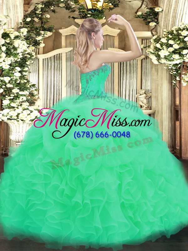 wholesale sophisticated sleeveless beading and ruffles lace up sweet 16 dress with yellow green