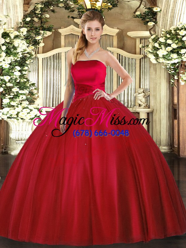 wholesale exquisite red sweet 16 quinceanera dress military ball and sweet 16 and quinceanera with ruching strapless sleeveless lace up