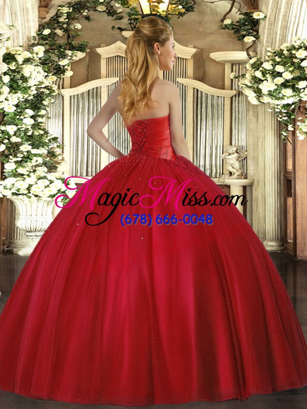 wholesale exquisite red sweet 16 quinceanera dress military ball and sweet 16 and quinceanera with ruching strapless sleeveless lace up