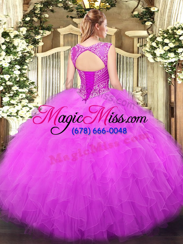 wholesale captivating lilac scoop lace up beading and ruffles sweet 16 dresses sleeveless