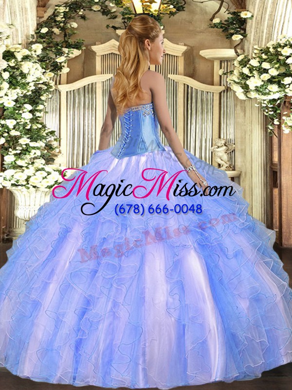 wholesale captivating floor length lace up quinceanera gowns aqua blue for military ball and sweet 16 and quinceanera with beading and ruffles