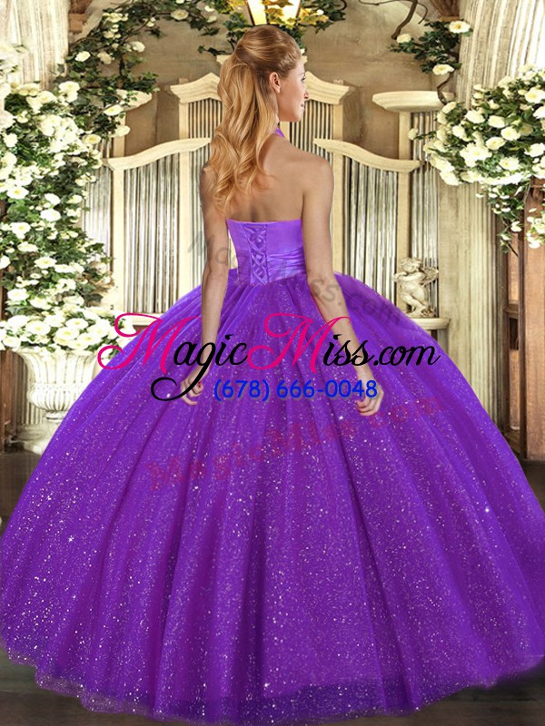 wholesale adorable ball gowns quinceanera gown hot pink halter top tulle sleeveless floor length lace up