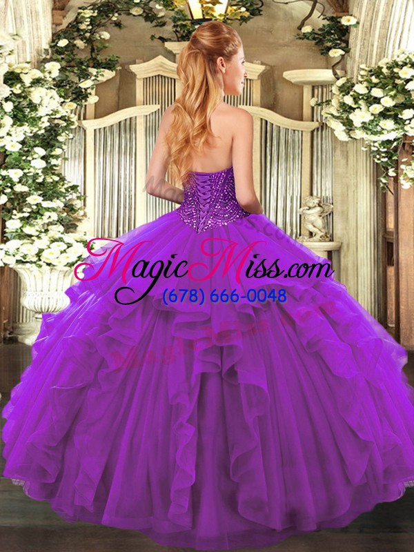 wholesale teal tulle lace up quinceanera dresses sleeveless floor length beading and ruffles