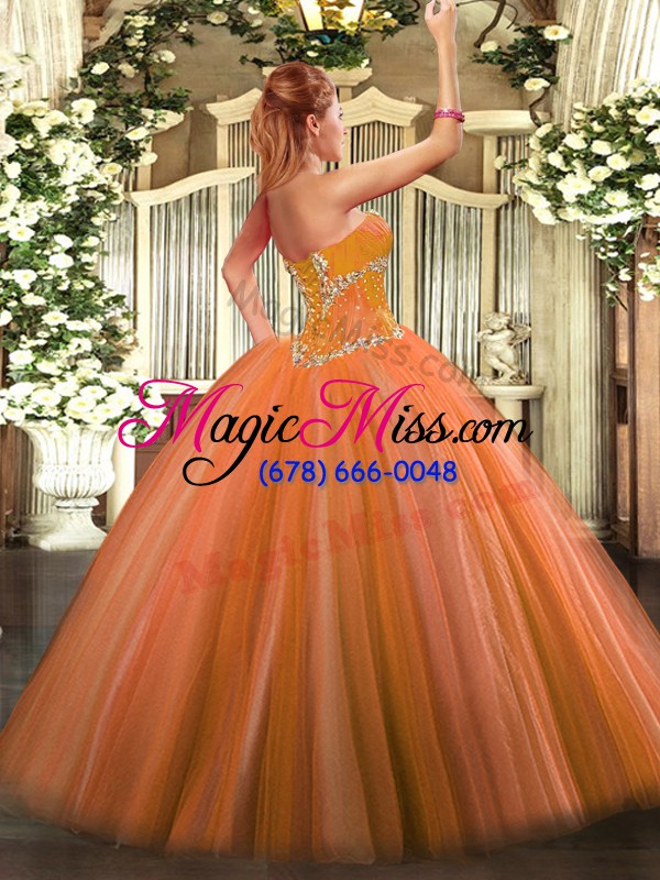 wholesale hot sale gold ball gowns sweetheart sleeveless tulle floor length lace up beading quinceanera gowns