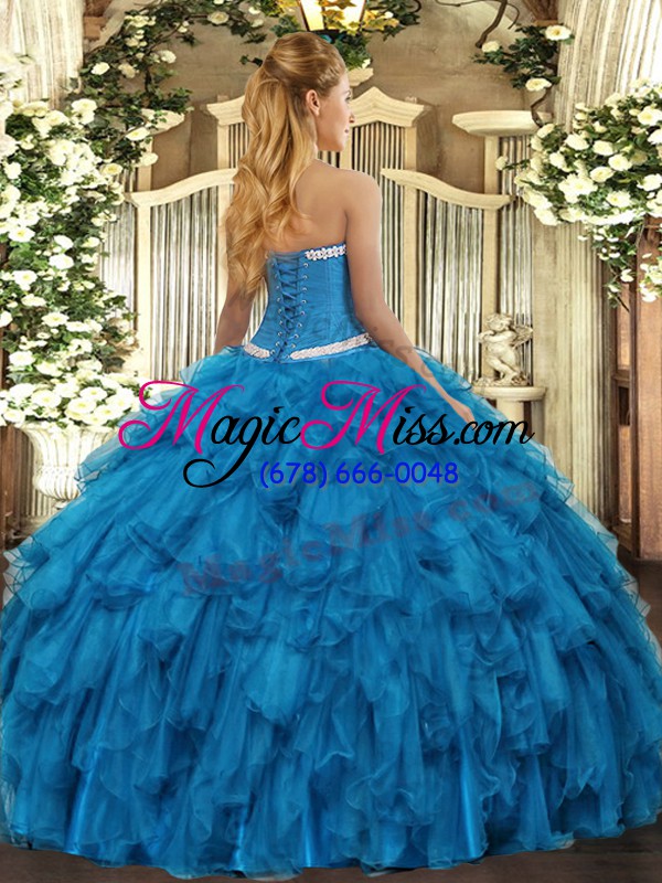 wholesale attractive sweetheart sleeveless quinceanera gown floor length appliques and ruffles purple organza