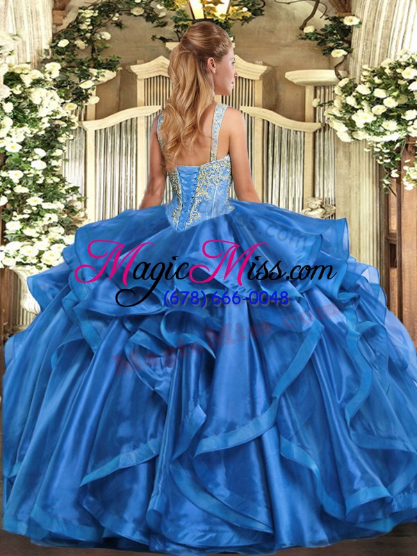 wholesale sleeveless organza floor length lace up quince ball gowns in fuchsia with beading and ruffles