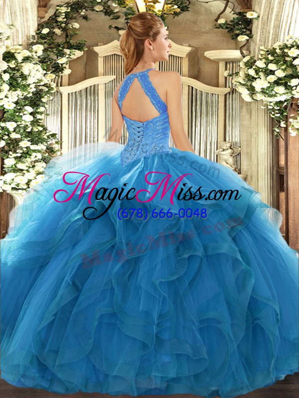 wholesale chic sleeveless organza floor length lace up quince ball gowns in fuchsia with beading and ruffles