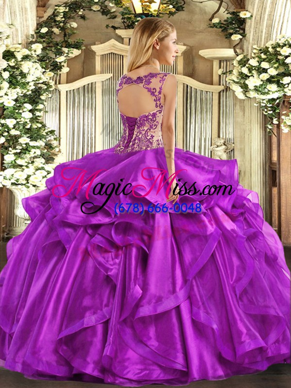 wholesale simple floor length lace up quinceanera dress purple for sweet 16 and quinceanera with beading and ruffles