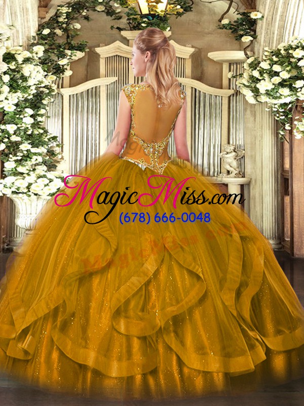 wholesale fantastic sleeveless zipper floor length beading and ruffles vestidos de quinceanera