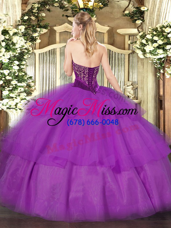 wholesale charming sleeveless lace up floor length beading and ruffled layers sweet 16 dresses