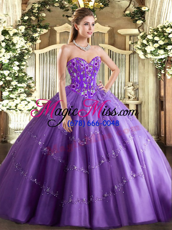 wholesale exceptional sweetheart sleeveless lace up sweet 16 quinceanera dress lavender tulle