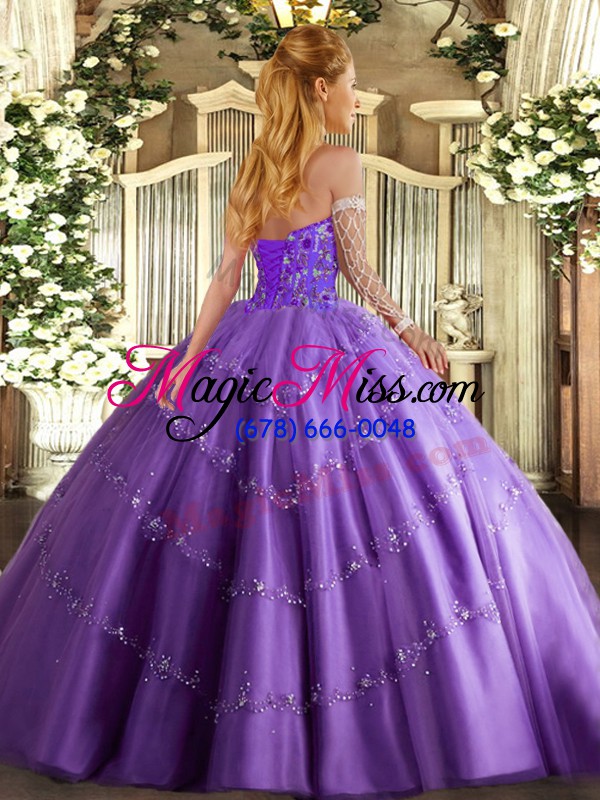 wholesale exceptional sweetheart sleeveless lace up sweet 16 quinceanera dress lavender tulle