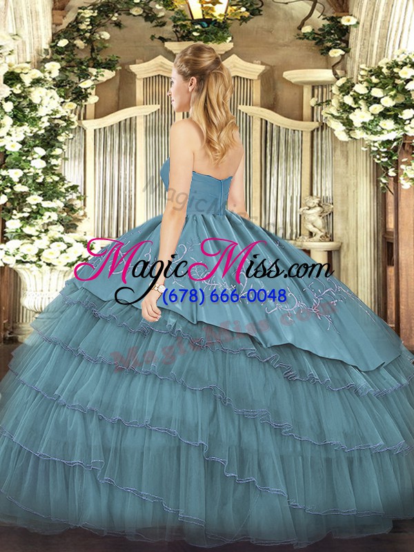 wholesale fantastic green zipper sweetheart embroidery and ruffled layers 15th birthday dress organza and taffeta sleeveless