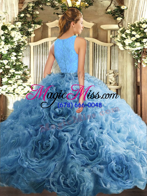 wholesale top selling baby blue scoop zipper beading and ruffles quinceanera gown sleeveless